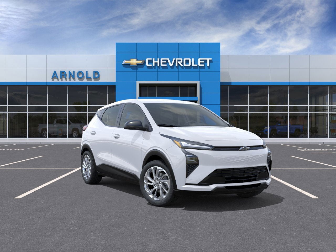 2027 Chevrolet Bolt LT in Summit White — front three-quarter view