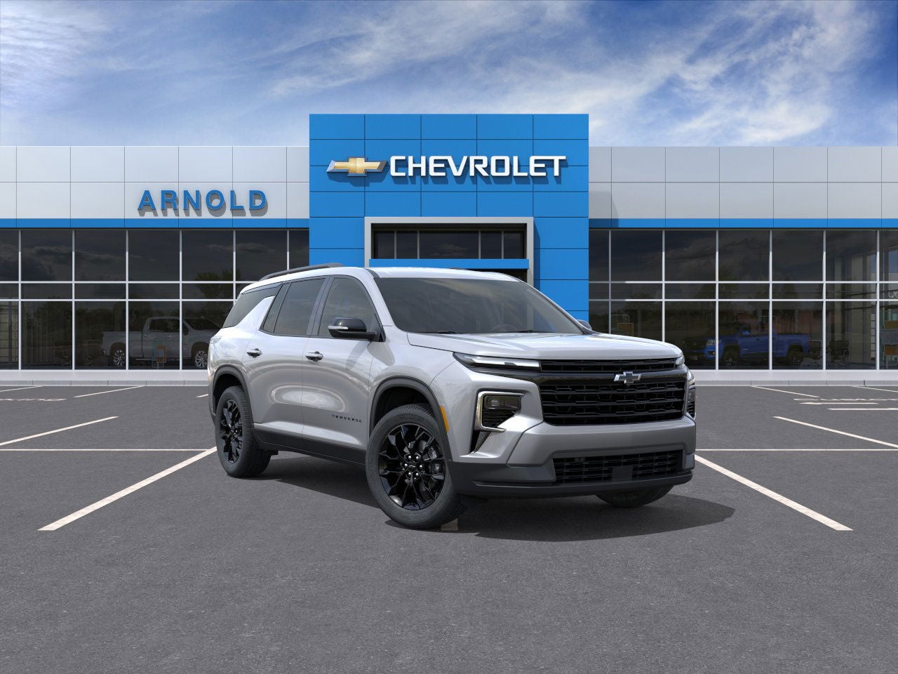 2026 Chevrolet Traverse LT in Sterling Gray Metallic — front three-quarter view