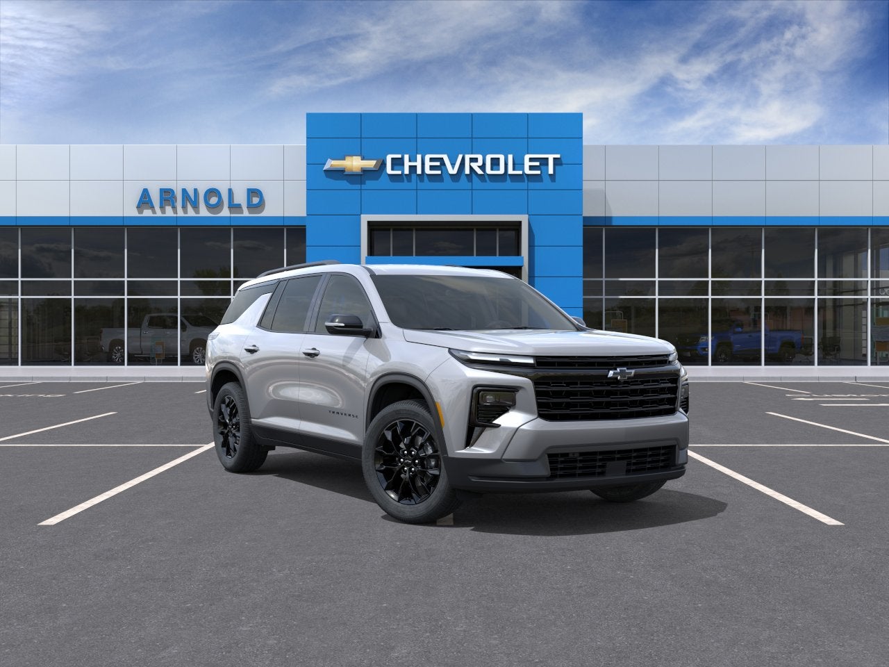 2026 Chevrolet Traverse LT in Sterling Gray Metallic — front three-quarter view
