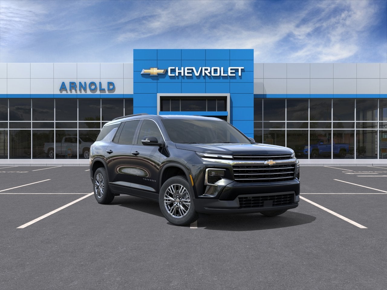 2026 Chevrolet Traverse LT in Mosaic Black Metallic — front three-quarter view