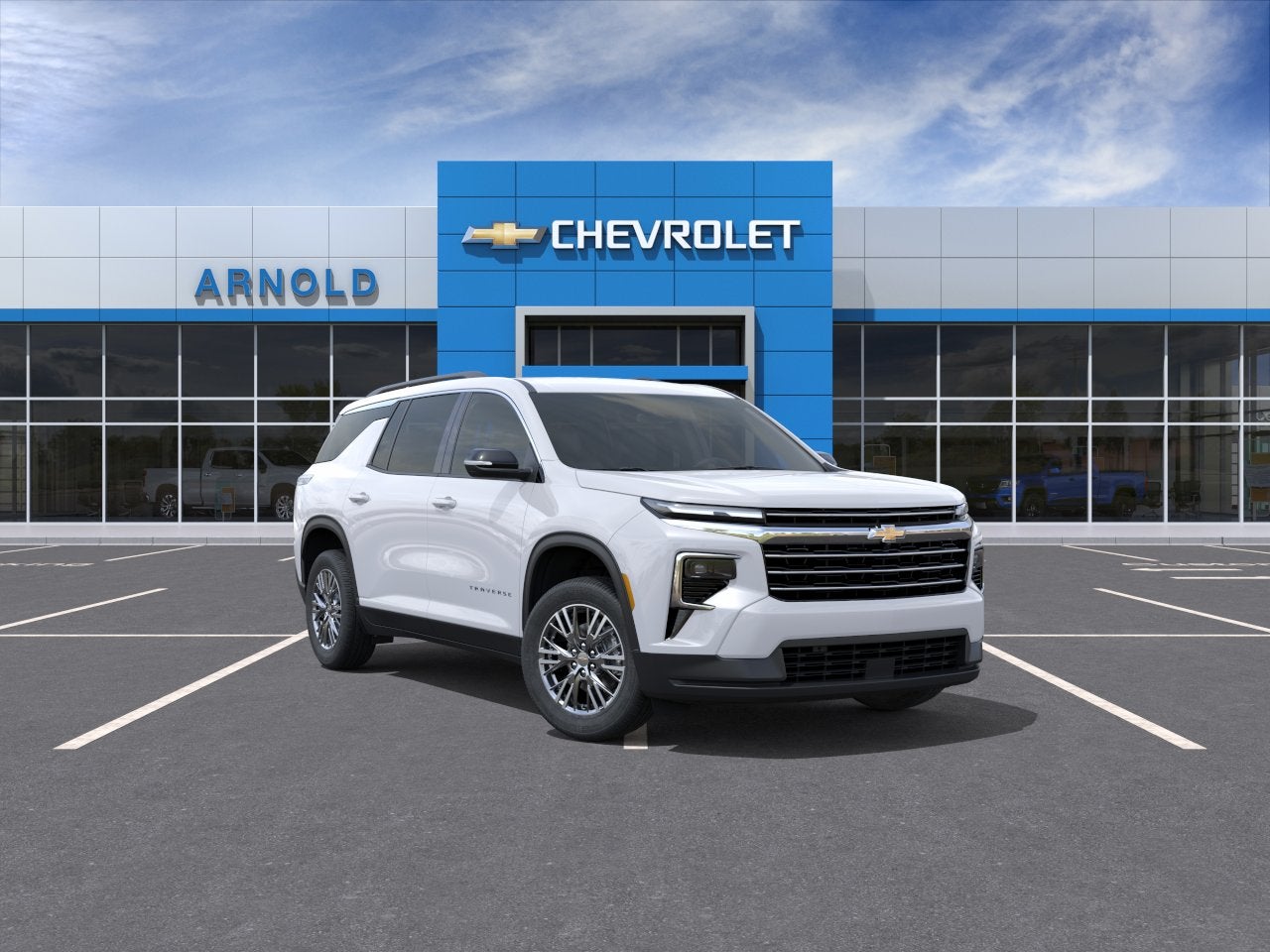 2026 Chevrolet Traverse LT in Summit White — front three-quarter view