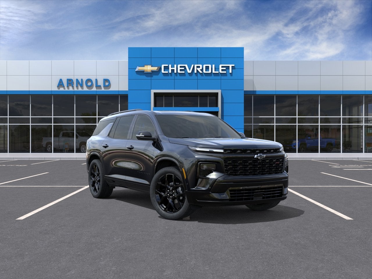 2026 Chevrolet Traverse RS in Mosaic Black Metallic — front three-quarter view