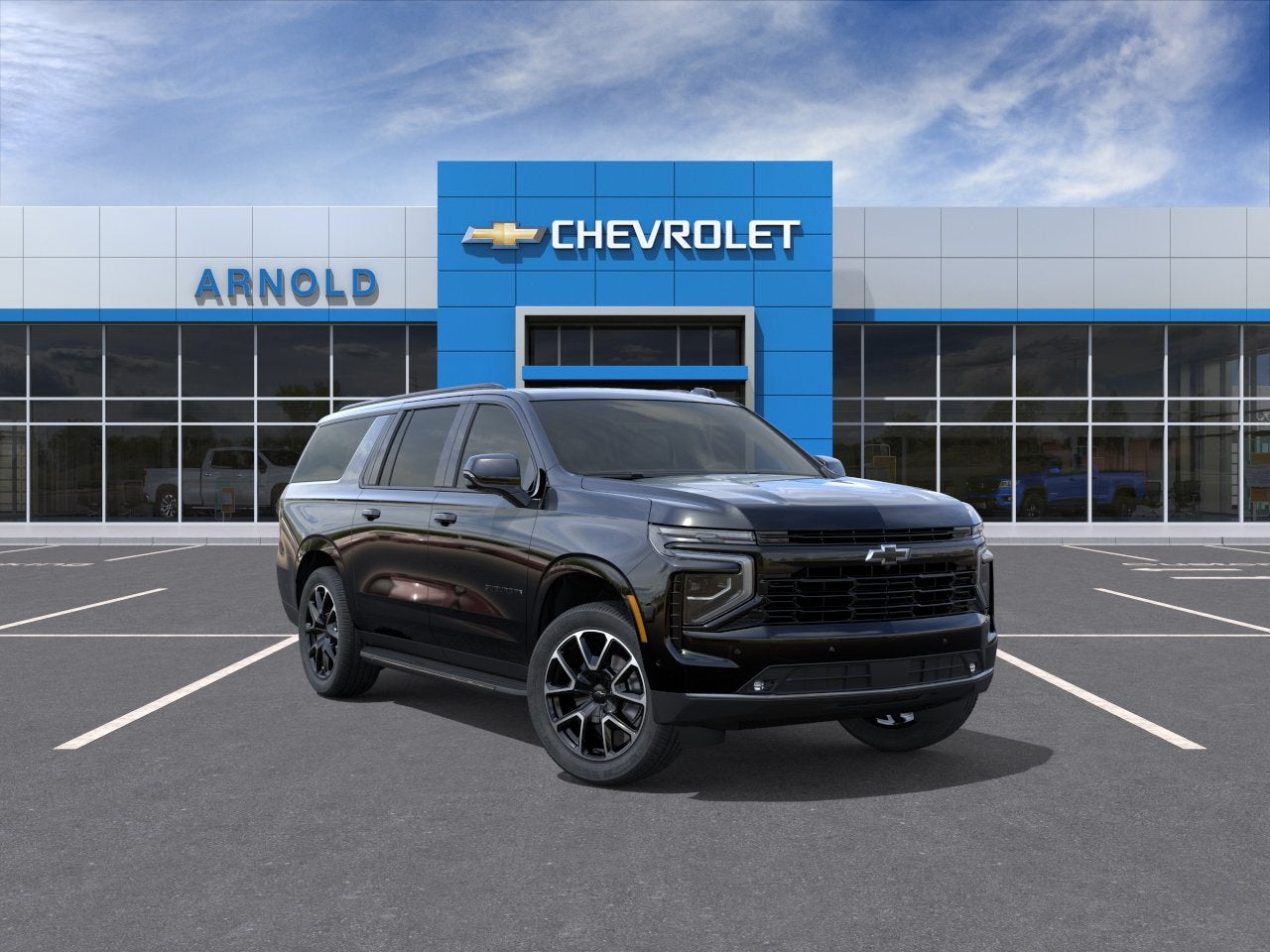 2026 Chevrolet Suburban RST in Black — front three-quarter view