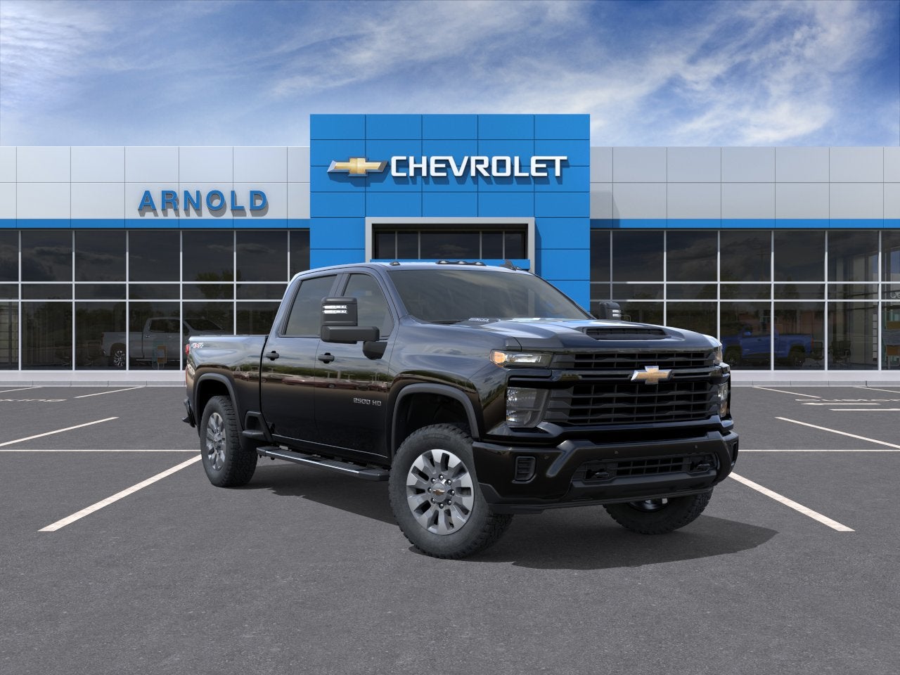 2026 Chevrolet Silverado 2500 HD Custom in Black — front three-quarter view