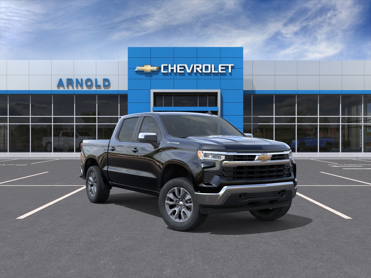 2026 Chevrolet Silverado 1500 LT (2FL) in Black — front three-quarter view