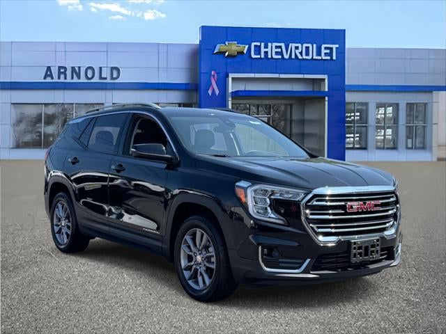 2023 GMC Terrain SLT in Ebony Twilight Metallic — front three-quarter view
