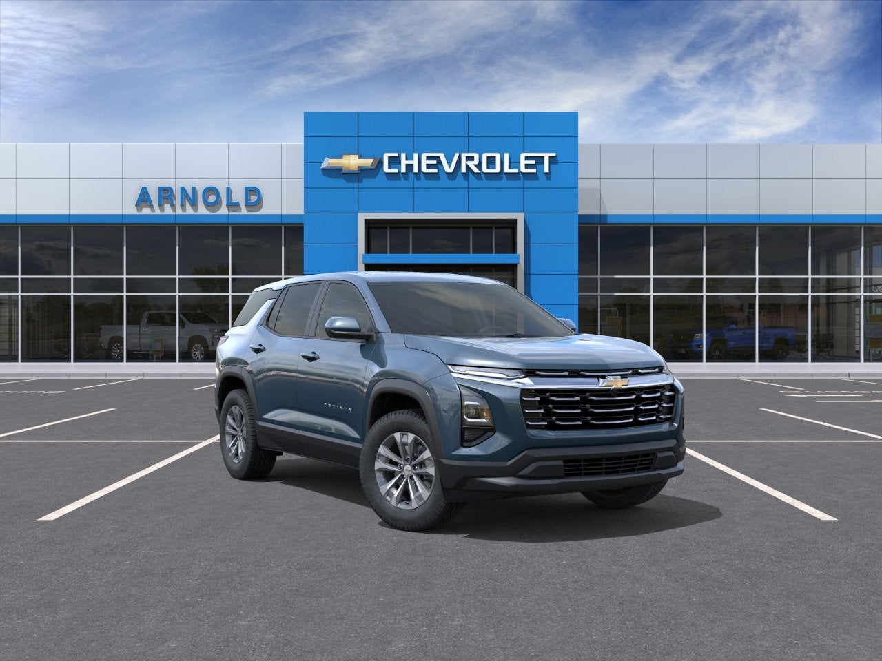 2026 Chevrolet Equinox LT in Lakeshore Blue Metallic — front three-quarter view