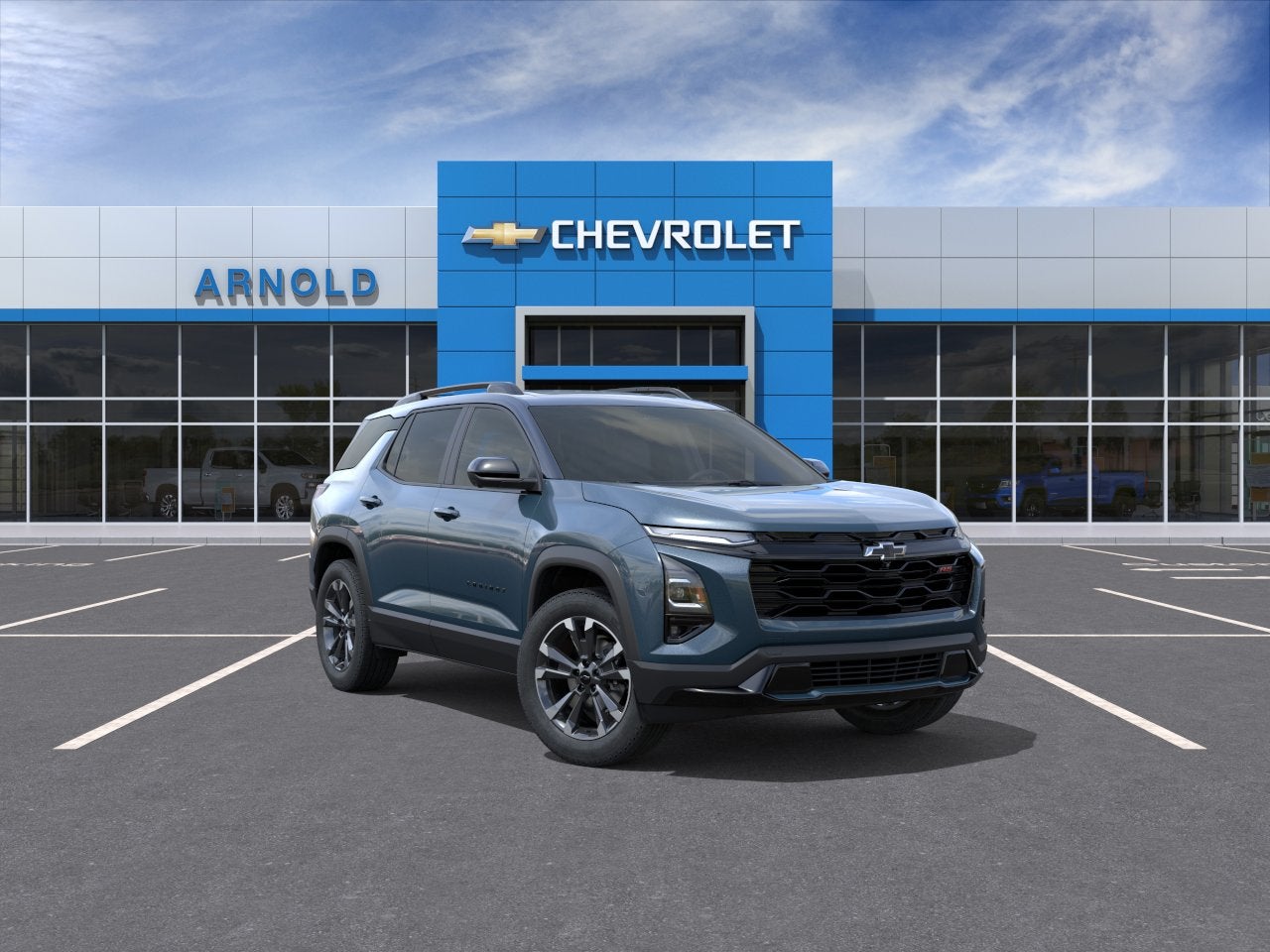 2027 Chevrolet Equinox AWD RS in Lakeshore Blue Metallic — front three-quarter view
