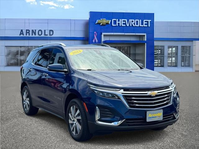2023 Chevrolet Equinox Premier in Blue Glow Metallic — front three-quarter view