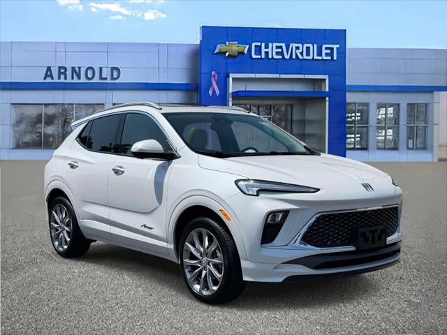 2024 Buick Encore GX Avenir in White Frost Tricoat — front three-quarter view