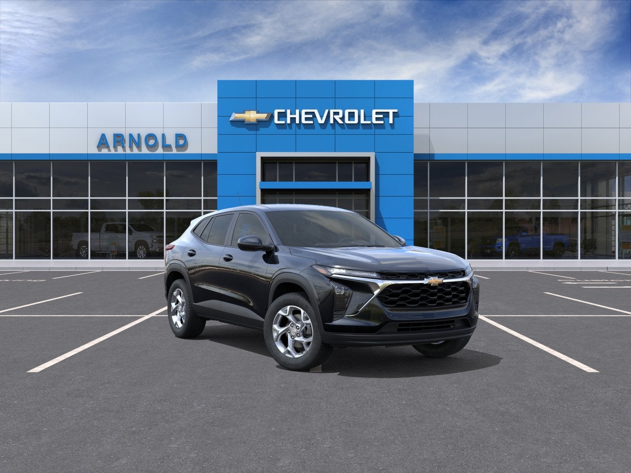 2026 Chevrolet Trax LS in Mosaic Black Metallic — front three-quarter view