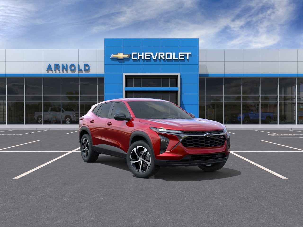 2026 Chevrolet Trax 1RS in Apex Red — front three-quarter view